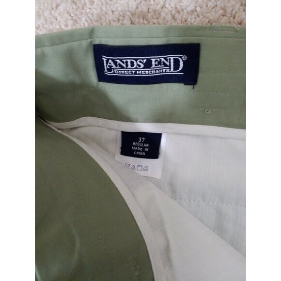 Lands'End~Men's 37W×34L~Soft Olive Blended Poplin Pleated Front Pants Casual NWT - Picture 8 of 10